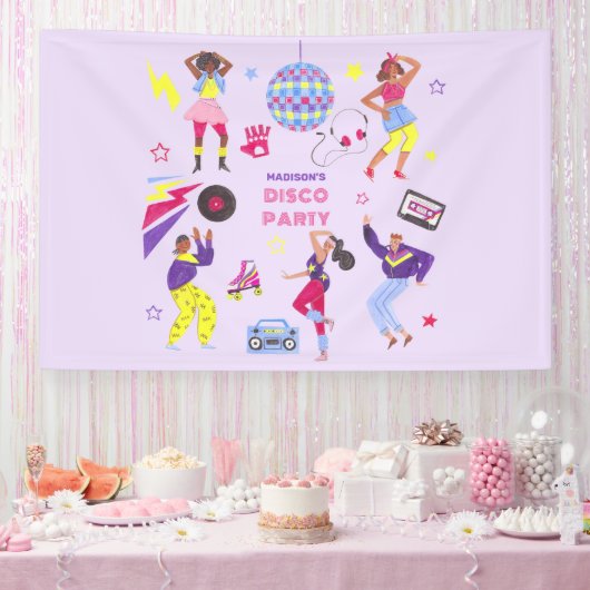 Groovy Roller Disco Paarse Party Millennial Retro Spandoek (Feest)