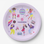 Groovy Roller Disco Party Retro 80s Discoball Papieren Bordje (Voorkant)