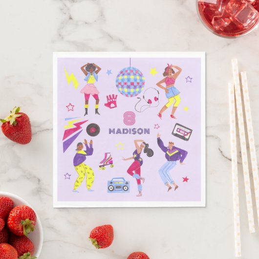 Groovy Roller Disco Party Retro 80s Discoball Servet (Insitu)