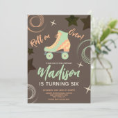 Groovy Roller Schaatsen Rollerskating Birthday Par Kaart (Staand voorkant)