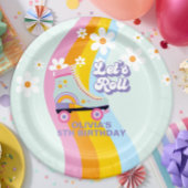 Groovy Rollerskating Retro Rainbow Birthday Papieren Bordje