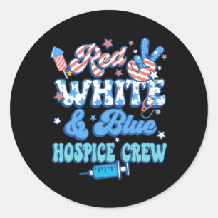 Groovy Rood Wit Blauw Hospice Crew Hospice Nurse 4 Ronde Sticker