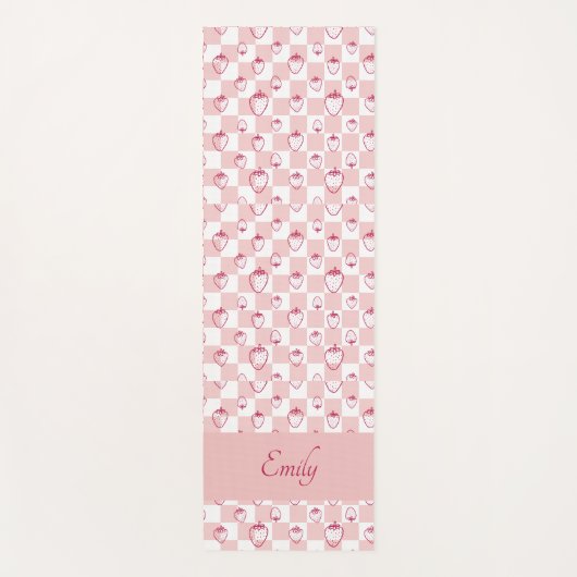 Groovy roze aardbeiencheckbord, Y2K 90s Yoga Yogamat (Voorkant)