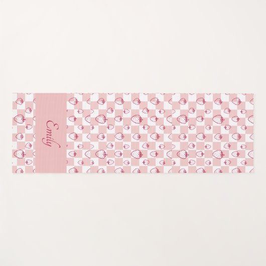 Groovy roze aardbeiencheckbord, Y2K 90s Yoga Yogamat (Voorkant (horizontaal))