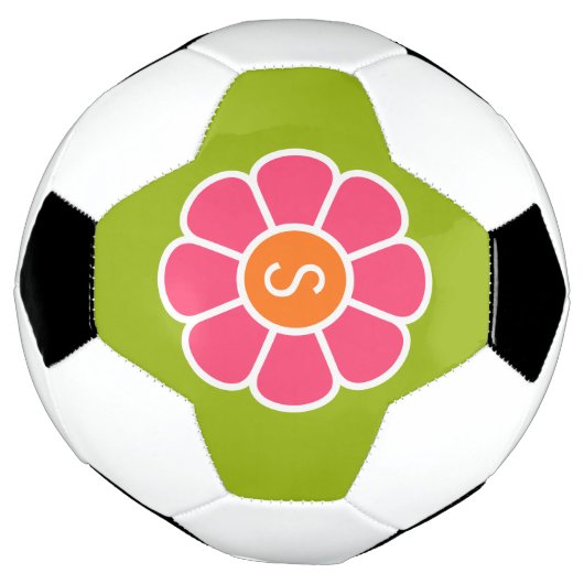 Groovy Roze Daisy met Aangepast Sinaasappel Monogr Voetbal (Gedraaid)