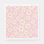 Groovy Roze Daisy Verjaardag servetten – Retro Boh (Voorkant)