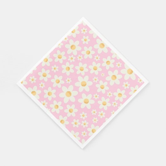 Groovy Roze Daisy Verjaardag servetten – Retro Boh (Hoek)