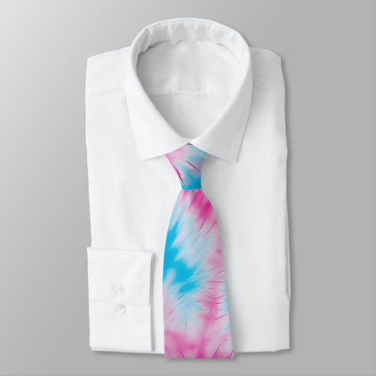 Groovy Roze en Blauwe Tie Dye Stropdas (Gebonden)