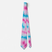 Groovy Roze en Blauwe Tie Dye Stropdas (Voorkant)
