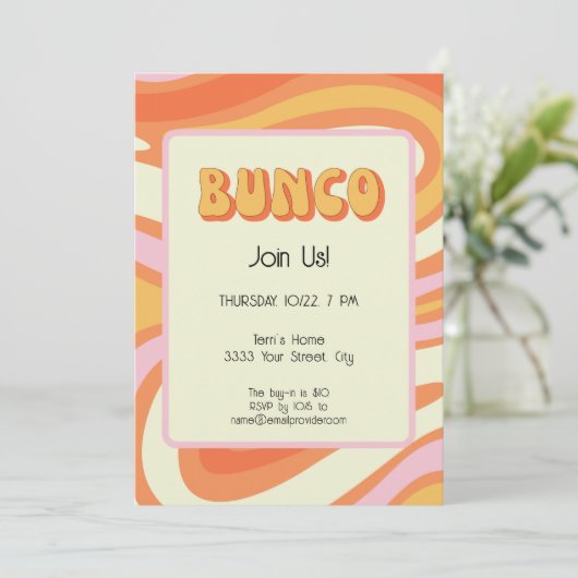 Groovy Roze en Oranje Bunco Kaart (Staand voorkant)