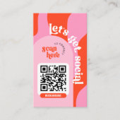 Groovy Roze & Rood Trendy Social Media QR Code Visitekaartje (Voorkant)