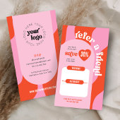 Groovy Roze & Rood Verwijs een vriend Logo Beauty  Aanbevelingskaartje