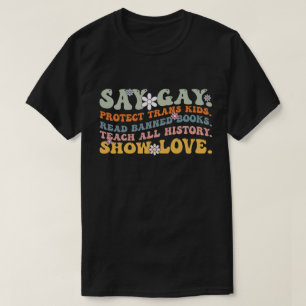 Groovy Say Gay Bescherm Trans Kinderen Lees Verbod T-shirt