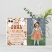 Groovy Schattige Ghost Halloween 4e Verjaardagsfee Kaart (Staand voorkant)