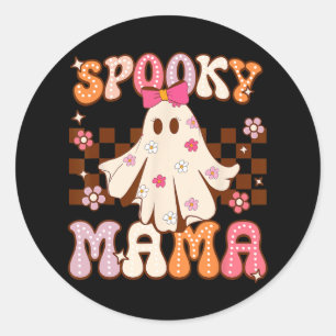 Groovy Schattige Ghost Spooky Mama Halloween Kostu Ronde Sticker