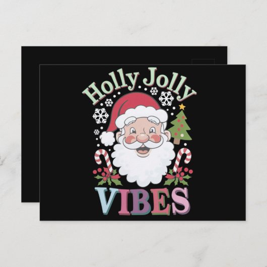 Groovy Schattigee Kerstman Holly Jolly Vibes Xmas Briefkaart (Voorkant / Achterkant)
