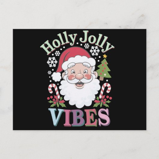 Groovy Schattigee Kerstman Holly Jolly Vibes Xmas Briefkaart (Voorkant)