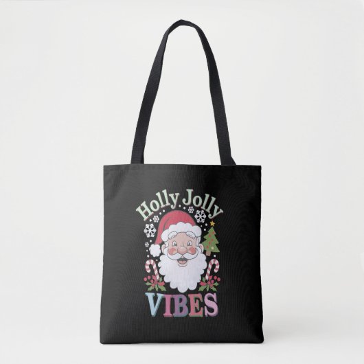 Groovy Schattigee Kerstman Holly Jolly Vibes Xmas Draagtas (Voorkant)