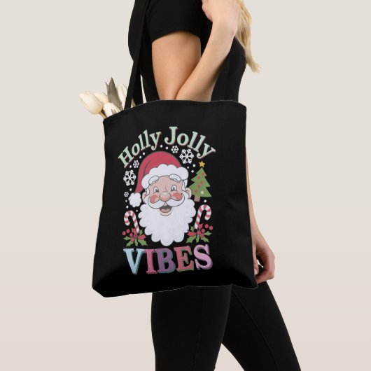 Groovy Schattigee Kerstman Holly Jolly Vibes Xmas Draagtas (Dichtbij)