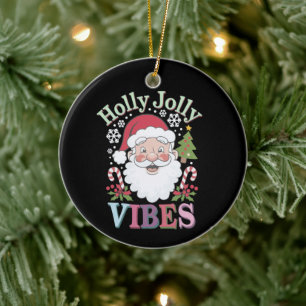 Groovy Schattigee Kerstman Holly Jolly Vibes Xmas Keramisch Ornament