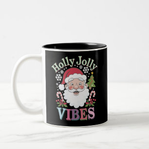 Groovy Schattigee Kerstman Holly Jolly Vibes Xmas Tweekleurige Koffiemok