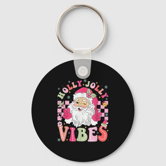 Groovy Schattigee Kerstman Kerstvibes Xmas Sleutelhanger (Voorkant)