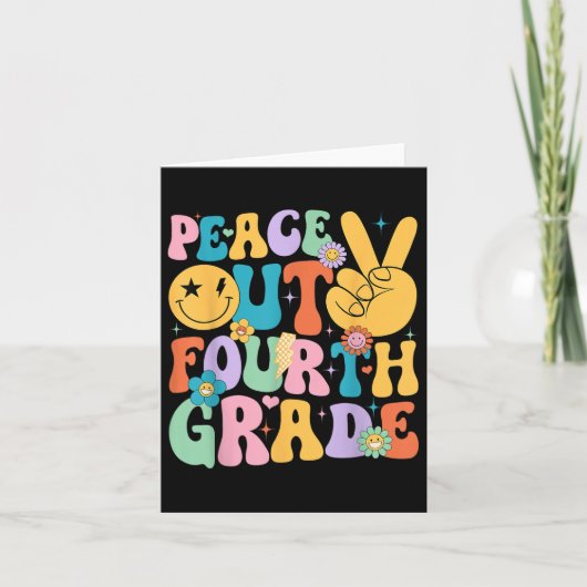 Groovy Schattigee Peace Out Vierde Graad Afstudere Kaart (Voorkant)