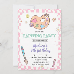 Groovy schilderij party uitnodiging