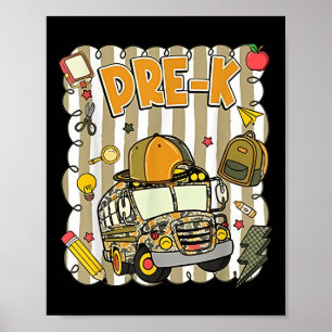 Groovy schoolbus camouflage pre-k terug naar schoo poster