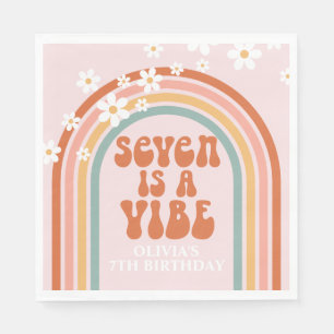 Groovy Seven is a vibe madeliefje regenboog 7e ver Servet