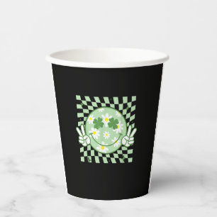 Groovy Shamrock Smile Face St Patricks Day Mannen Papieren Bekers