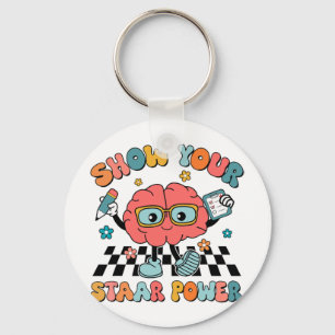 Groovy Show Uw Staar Power Brain Teacher Testen Sleutelhanger