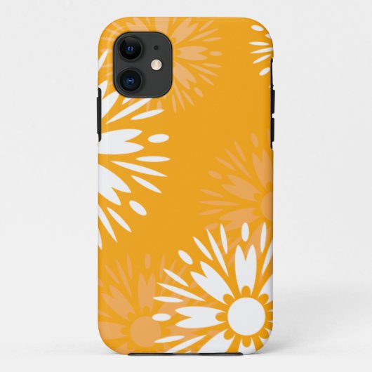 Groovy Sinaasappel Daisy Flower Retro bloemenmotie Case-Mate iPhone Case (Achterkant)