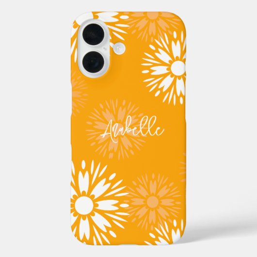 Groovy Sinaasappel Daisy Flower Retro Bloemennaam Case-Mate iPhone Case (Achterkant)