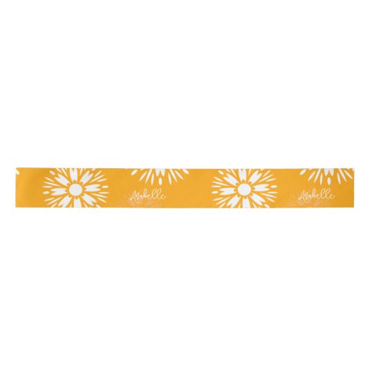 Groovy Sinaasappel Daisy Flower Retro Bloemennaam Lint (Voorkant)