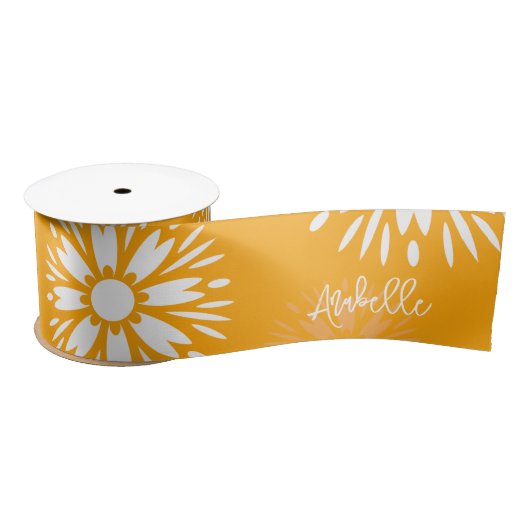 Groovy Sinaasappel Daisy Flower Retro Bloemennaam Lint (Spoel)