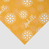Groovy Sinaasappel Daisy Flower Retro Bloemennaam Tissuepapier (Detail)