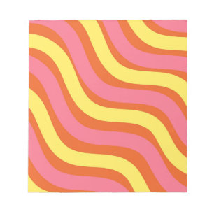 Groovy Sinaasappel Geel Roze Wavy Stripe Modern Bo Notitieblok