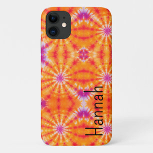 Groovy Sinaasappel Roze Tie Dye iPhone Case