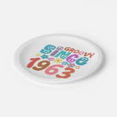 Groovy sinds 1963 60ste verjaardag papieren bordje (Gekanteld)