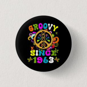 Groovy Sinds 1963 Vrede 60ste Verjaardagsfeest 60s Ronde Button 3,2 Cm