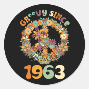 Groovy sinds 1963 Vrede voor  Verjaardagsfeest Ronde Sticker
