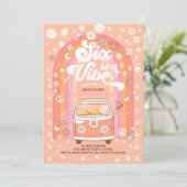 Groovy Six is een Vibe Van Bus 6de verjaardag Kaart (Staand voorkant)