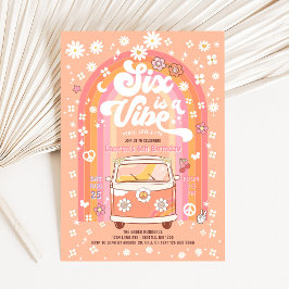 Groovy Six is Vibe Van Bus 6e verjaardag Kaart