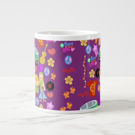 Groovy Sixties Violet Pattern Jumbo Beker (Voorkant)