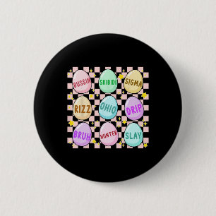 Groovy Skibidi Easter Egg Funny Rizz Meme Easter H Ronde Button 5,7 Cm