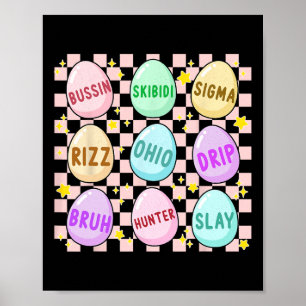 Groovy Skibidi Paasei Funny Rizz Meme Pasen Poster