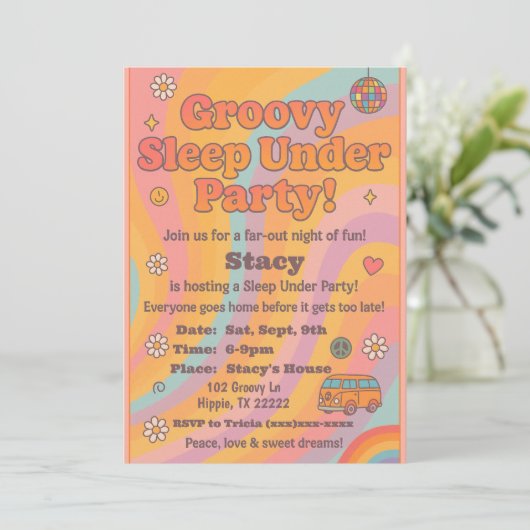 Groovy Sleep Under Birthday Party Invitation (Debout devant)