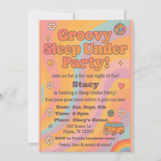 Groovy Sleep Under Verjaardagsuitnodiging Kaart