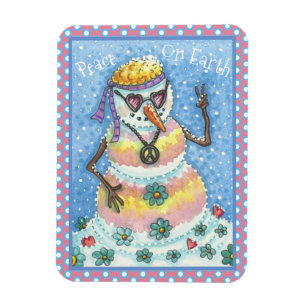 GROOVY SNOWMAN "PEACE ON AARTH" CHRISTMAS MAGNET MAGNEET